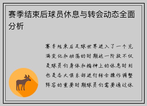 赛季结束后球员休息与转会动态全面分析